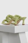 Oroh_Green Pamplona Scrunched Strap Leather Heels_at_Aza_Fashions
