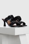 Buy_Oroh_Black Pamplona Leather Scrunched Strap Heels_at_Aza_Fashions