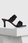 Oroh_Black Pamplona Leather Scrunched Strap Heels_Online_at_Aza_Fashions