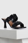 Buy_Oroh_Black Pamplona Leather Scrunched Strap Heels_Online_at_Aza_Fashions