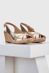 Buy_Oroh_Gold Segovia Criss Cross Strap Metallic Wedges _at_Aza_Fashions