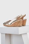 Oroh_Gold Segovia Criss Cross Strap Metallic Wedges _Online_at_Aza_Fashions