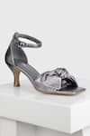 Buy_Oroh_Silver Manises Leather Front Knotted Heels _at_Aza_Fashions