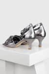 Oroh_Silver Manises Leather Front Knotted Heels _Online_at_Aza_Fashions