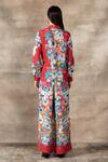 Shop_RANNA GILL_Red Linen Viscose Printed Floral Ruby Waterlily Button Down _at_Aza_Fashions