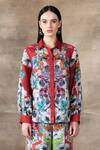 Buy_RANNA GILL_Red Linen Viscose Printed Floral Ruby Waterlily Button Down _Online_at_Aza_Fashions