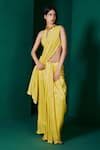 Shop_Ekaya_Yellow Habutai Silk Handwoven Saree With Unstitched Blouse Fabric  _at_Aza_Fashions