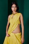 Ekaya_Yellow Habutai Silk Handwoven Saree With Unstitched Blouse Fabric  _Online_at_Aza_Fashions