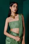 Buy_Ekaya_Green Habutai Silk Plain Handwoven Saree With Unstitched Blouse Fabric  _Online_at_Aza_Fashions