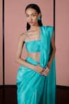 Buy_Ekaya_Blue Habutai Silk Handwoven Plain Saree With Unstitched Blouse Fabric _Online_at_Aza_Fashions