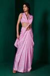 Buy_Ekaya_Pink Habutai Silk Plain Handwoven Saree With Unstitched Blouse Fabric  _at_Aza_Fashions