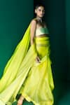 Shop_Ekaya_Yellow Organza Handwoven Solid Saree With Unstitched Blouse Fabric _at_Aza_Fashions