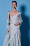 Ekaya_Grey Organza Solid Handwoven Saree With Unstitched Blouse Fabric  _Online_at_Aza_Fashions