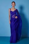 Buy_Ekaya_Blue Organza Solid Plain Handwoven Saree With Unstitched Blouse Fabric  _at_Aza_Fashions