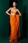 Shop_Ekaya_Orange Organza Handwoven Plain Saree With Unstitched Blouse Fabric  _at_Aza_Fashions