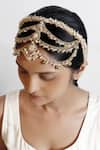 Buy_Vaidaan_Cream Shell Pearl Gold And Hairband _at_Aza_Fashions