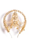 Shop_Vaidaan_Gold Shell Pearl Veena Embroidered Hairband _at_Aza_Fashions