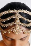 Buy_Vaidaan_Gold Shell Pearl Veena Embroidered Hairband _Online_at_Aza_Fashions