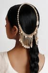 Vaidaan_Gold Shell Pearl Suhasini Drops Hairband _Online_at_Aza_Fashions
