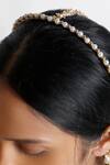 Buy_Vaidaan_Gold Shell Pearl Suhasini Drops Hairband _Online_at_Aza_Fashions