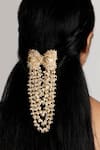 Buy_Vaidaan_Gold Embroidered Mrinal Hair Accessory _at_Aza_Fashions