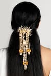 Buy_Vaidaan_Gold Beads, Pearls Bakul Embroidered Hair Accessory _at_Aza_Fashions