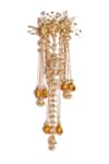 Shop_Vaidaan_Gold Beads, Pearls Bakul Embroidered Hair Accessory _at_Aza_Fashions