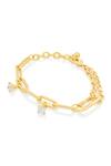 Isharya_Gold Plated Cubic Zirconia Classic Chain Link Bracelet_Online_at_Aza_Fashions