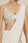 Priti Sahni_Ivory Saree Georgette Embroidery Pearl And Mirror Pre-stitched With Hand Blouse _at_Aza_Fashions