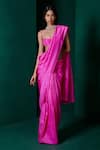 Buy_Ekaya_Fuchsia Habutai Silk Handwoven Saree With Unstitched Blouse Fabric  _at_Aza_Fashions