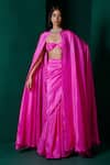 Shop_Ekaya_Fuchsia Habutai Silk Handwoven Saree With Unstitched Blouse Fabric  _at_Aza_Fashions