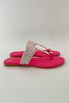 Buy_PREET KAUR_Pink Hand Embroidered Resham And Sheesha Kolhapuri Flats _Online_at_Aza_Fashions