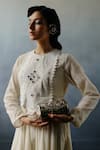 Shop_Avacara_White Handloom Muslin Cotton Embroidery Neel Mirror Anarkali  _Online_at_Aza_Fashions