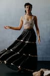 Buy_Avacara_Black Kora Chanderi Neel Bustier And Floral Print Skirt Set _at_Aza_Fashions