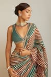 Buy_Vvani by Vani Vats_Multi Color Saree And Blouse Georgette Hand Pre-draped With  _Online_at_Aza_Fashions