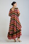 Shop_Vvani by Vani Vats_Multi Color Kurta Georgette Embroidered Asymmetric Dhoti Pant Set _at_Aza_Fashions