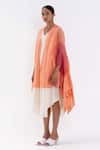 Studio Medium_Peach Silk Tie Dyed Shibori Front Open Segment Sleeve Cape_Online_at_Aza_Fashions