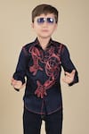 Buy_Hoity Moppet_Blue Cotton Embroidery Spiderman Amazing Shirt _at_Aza_Fashions