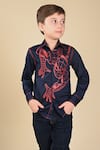 Shop_Hoity Moppet_Blue Cotton Embroidery Spiderman Amazing Shirt _at_Aza_Fashions