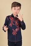 Hoity Moppet_Blue Cotton Embroidery Spiderman Amazing Shirt _Online_at_Aza_Fashions