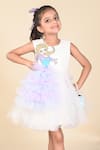 Shop_Hoity Moppet_White Tulle, Crepe, Satin Sequins, Tassels Elsa Rules Embroidered Applique Dress_Online_at_Aza_Fashions