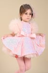 Hoity Moppet_Pink Tulle, Satin Sequins Glitter Girl Embellished Dress _Online_at_Aza_Fashions