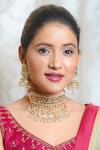 Shop_Queens Jewels_Multi Color Navratan Embellished Choker Necklace Set _at_Aza_Fashions