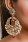 Queens Jewels_Red Drops Jadau Embellished Chandbali Earrings _Online_at_Aza_Fashions