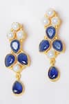 Buy_Queens Jewels_Blue Stones And Pearls Embellished Dangler Earrings _at_Aza_Fashions