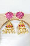 Buy_Queens Jewels_Red Kundan Embellished Jhumkas _at_Aza_Fashions