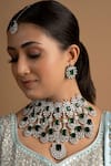 Buy_Queens Jewels_Green Stones Victorian Bridal Jewellery Set _at_Aza_Fashions