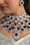 Queens Jewels_Green Stones Victorian Bridal Jewellery Set _Online_at_Aza_Fashions