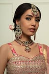 Buy_Queens Jewels_Red Stones Carved Embellished Jewellery Set _at_Aza_Fashions