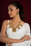 Buy_Queens Jewels_Multi Color Stones Carved Lotus Temple Necklace Set _at_Aza_Fashions